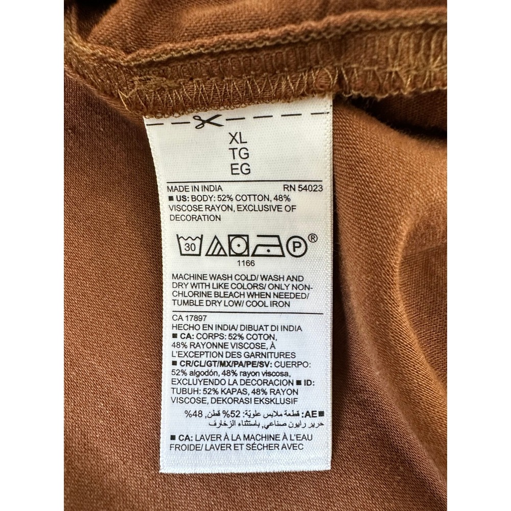Old Navy Poet Top Size XL Brown Long Sleeve Crochet Lace Trim Boho Fall New - Picture 7 of 9